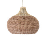 GLOBOSTAR® PANAMA 01952 Boho Κρεμαστό Φωτιστικό Οροφής με Ντουί 1 x E27 AC 220-240V IP20 - Μπεζ & Καφέ - Μ40 x Π40 x Υ34cm - Image 5