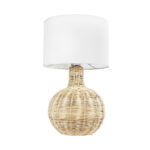 GLOBOSTAR® HASUMI 01959 Boho Επιτραπέζιο Φωτιστικό Πορτατίφ με Ντουί 1 x E27 AC 220-240V IP20 - Μπεζ & Λευκό - Μ30 x Π30 x Υ50cm - Image 4