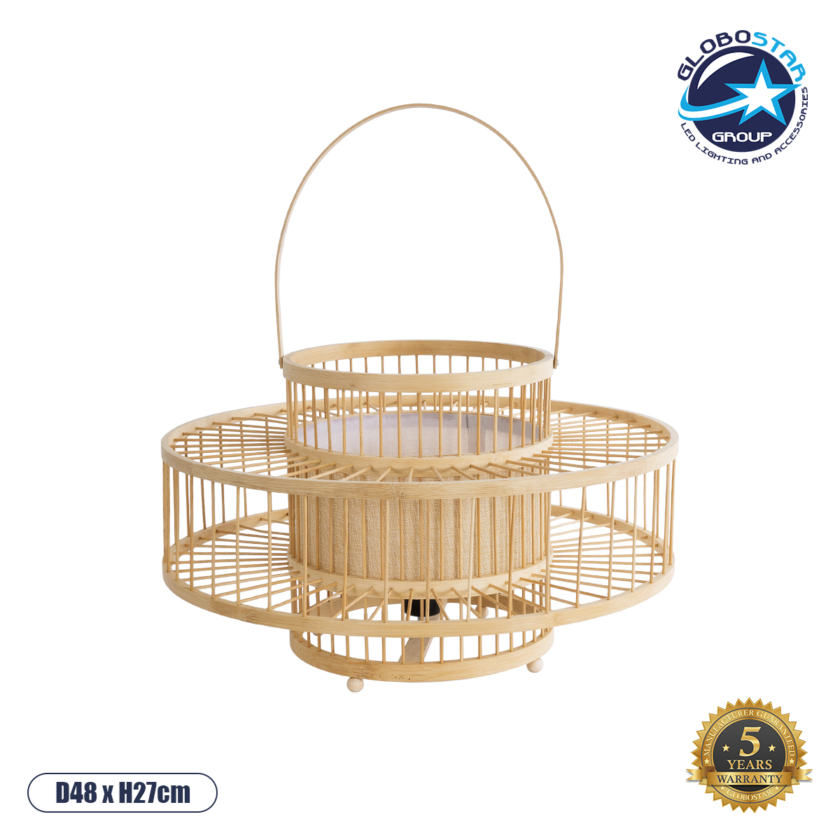 02003_1 GLOBOSTAR® SORENIA 02003 Boho Επιδαπέδιο Φωτιστικό με Ντουί 1 x E27 AC 220-240V IP20 - Μπεζ - Μ48 x Π48 x Υ27cm - Image 1