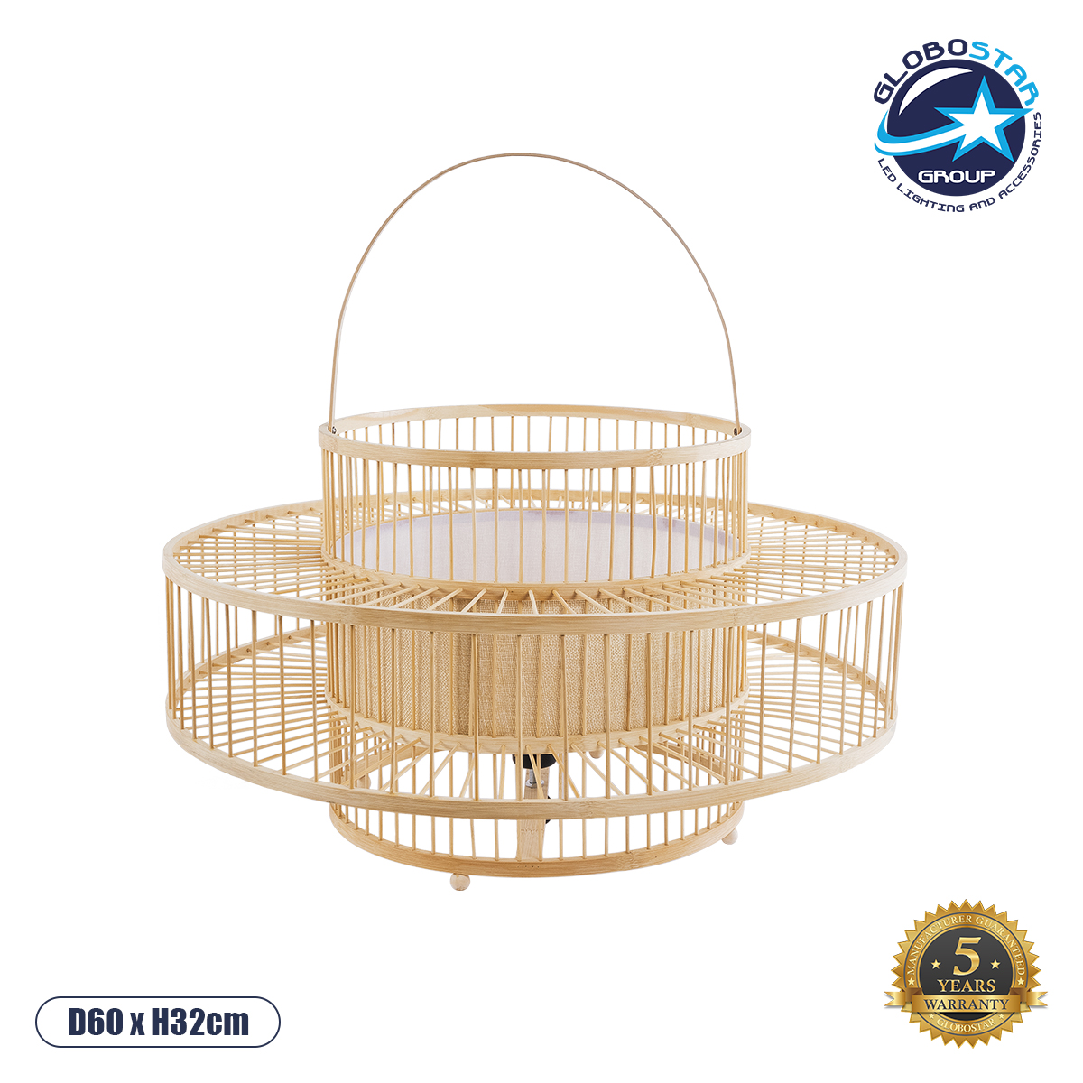 02004_1 GLOBOSTAR® SORENIA 02004 Boho Επιδαπέδιο Φωτιστικό με Ντουί 1 x E27 AC 220-240V IP20 - Μπεζ - Μ60 x Π60 x Υ32cm - Image 1