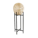 GLOBOSTAR® NERINA 02015 Boho Επιδαπέδιο Φωτιστικό με Ντουί 1 x E27 AC 220-240V IP20 - Μαύρο & Μπεζ - Μ40 x Π40 x Υ115cm - Image 3