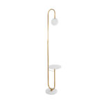 GLOBOSTAR® CORDELIA 02025 Μοντέρνο Επιδαπέδιο Φωτιστικό με Ντουί 1 x E27 AC 220-240V IP20 - Χρυσό & Λευκό - Μ30 x Π38 x Υ180cm - Image 2