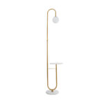 GLOBOSTAR® CORDELIA 02025 Μοντέρνο Επιδαπέδιο Φωτιστικό με Ντουί 1 x E27 AC 220-240V IP20 - Χρυσό & Λευκό - Μ30 x Π38 x Υ180cm - Image 3