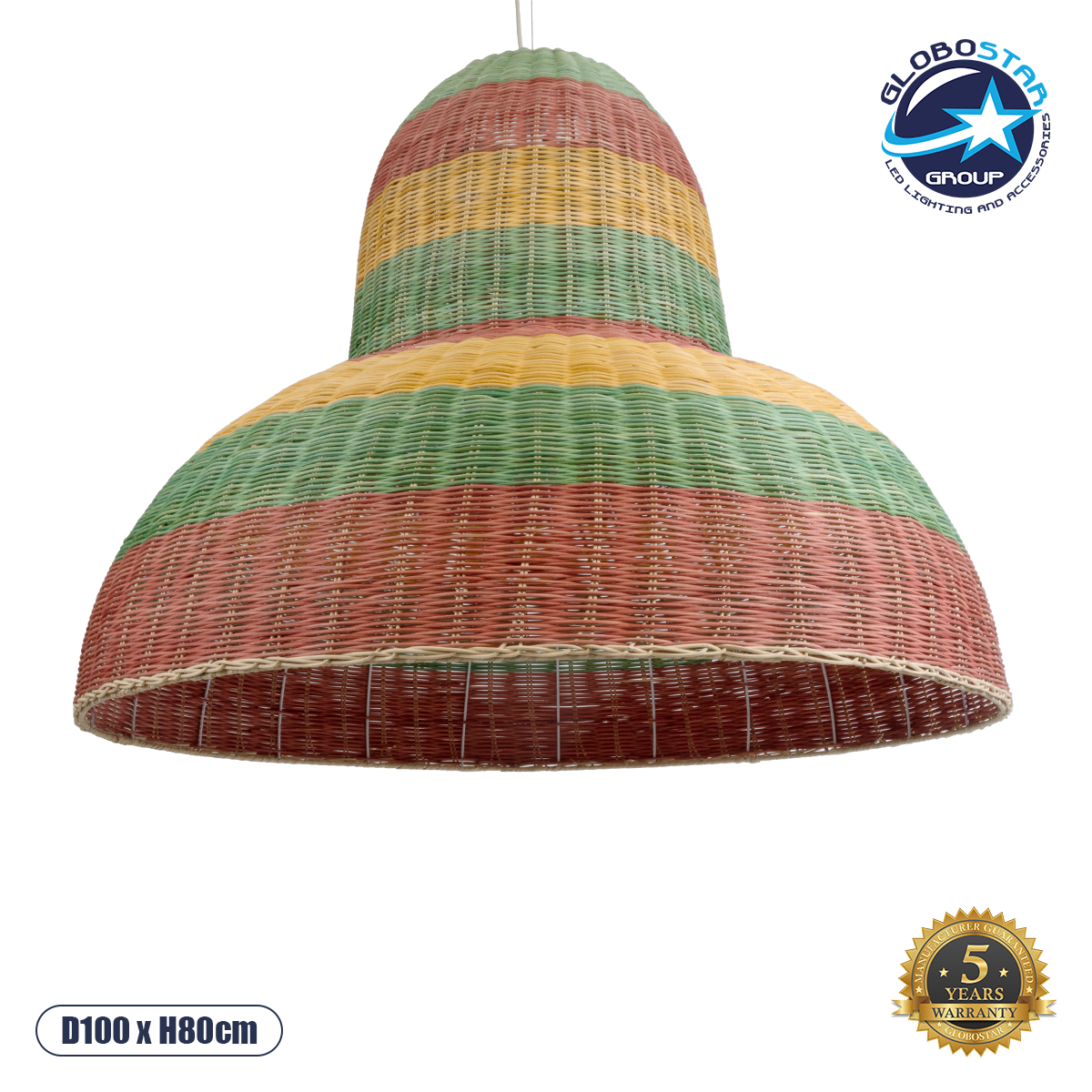 02059_1 GLOBOSTAR® CABALLEROS 02059 Boho Κρεμαστό Φωτιστικό Οροφής με Ντουί 1 x E27 AC 220-240V IP20 - Πολύχρωμο - Μ100 x Π100 x Υ80cm - Image 1