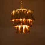 GLOBOSTAR® MISSOULA 02084 Boho Κρεμαστό Φωτιστικό Οροφής με Ντουί 1 x E27 AC 220-240V IP20 - Μπεζ & Χρυσό - Μ30 x Π30 x Υ40cm - Image 3