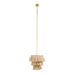 GLOBOSTAR® MISSOULA 02084 Boho Κρεμαστό Φωτιστικό Οροφής με Ντουί 1 x E27 AC 220-240V IP20 - Μπεζ & Χρυσό - Μ30 x Π30 x Υ40cm - Image 4