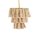 GLOBOSTAR® MISSOULA 02084 Boho Κρεμαστό Φωτιστικό Οροφής με Ντουί 1 x E27 AC 220-240V IP20 - Μπεζ & Χρυσό - Μ30 x Π30 x Υ40cm - Image 5