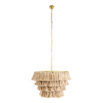 GLOBOSTAR® MISSOULA 02088 Boho Κρεμαστό Φωτιστικό Οροφής με Ντουί 1 x E27 AC 220-240V IP20 - Μπεζ & Χρυσό - Μ60 x Π60 x Υ40cm - Image 4