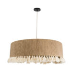 GLOBOSTAR® PUERTORICO 02095 Boho Κρεμαστό Φωτιστικό Οροφής με Ντουί 3 x E27 AC 220-240V IP20 - Μπεζ - Μ80 x Π80 x Υ27cm - Image 4