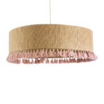 GLOBOSTAR® PUERTORICO 02097 Boho Κρεμαστό Φωτιστικό Οροφής με Ντουί 3 x E27 AC 220-240V IP20 - Μπεζ & Ροζ - Μ80 x Π80 x Υ27cm - Image 2