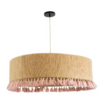 GLOBOSTAR® PUERTORICO 02097 Boho Κρεμαστό Φωτιστικό Οροφής με Ντουί 3 x E27 AC 220-240V IP20 - Μπεζ & Ροζ - Μ80 x Π80 x Υ27cm - Image 4