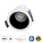 GLOBOSTAR® PLUTO-S 60246 Χωνευτό Downlight Σποτ με Honeycomb Anti Glare Reflector LED 7W 910lm 38° AC 220-240V IP20 Φυσικό Λευκό 4500K - Bridgelux COB Chip & TÜV SÜD Driver - Λευκό & Μαύρο Ματ - Μ6.4 x Π6.4 x Υ4.9cm / Q5.5cm - 5 Χρόνια Εγγύηση - Image 2