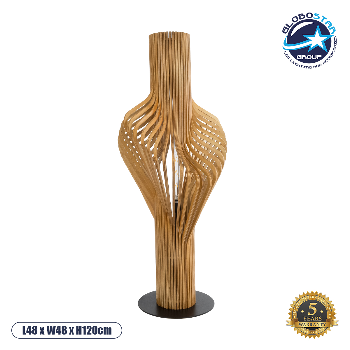 02150_1 GLOBOSTAR® MIHIRO 02150 Boho Επιδαπέδιο Φωτιστικό με Ντουί 1 x E27 AC 220-240V IP20 - Μπέζ & Μαύρο - Μ48 x Π48 x Υ120cm - Image 1