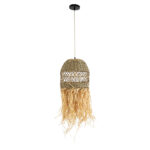 GLOBOSTAR® SAINTLUCIA 02160 Boho Κρεμαστό Φωτιστικό Οροφής με Ντουί 1 x E27 AC 220-240V IP20 - Μπεζ & Καφέ - Μ30 x Π30 x Υ90cm - Image 4