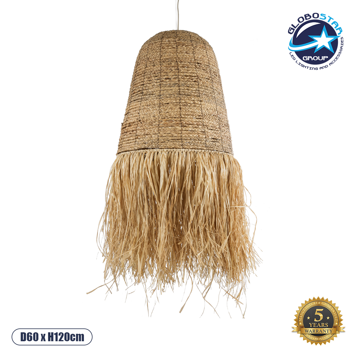 02190_1 GLOBOSTAR® PORTOFERRAIO 02190 Boho Κρεμαστό Φωτιστικό Οροφής με Ντουί 1 x E27 AC 220-240V IP20 - Μπεζ - Μ60 x Π60 x Υ120cm - Image 1