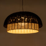 GLOBOSTAR® CORSICA 02216 Boho Κρεμαστό Φωτιστικό Οροφής με Ντουί 1 x E27 AC 220-240V IP20 - Μαύρο & Μπεζ - Μ70 x Π70 x Υ35cm - Image 3