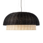 GLOBOSTAR® CORSICA 02216 Boho Κρεμαστό Φωτιστικό Οροφής με Ντουί 1 x E27 AC 220-240V IP20 - Μαύρο & Μπεζ - Μ70 x Π70 x Υ35cm - Image 5