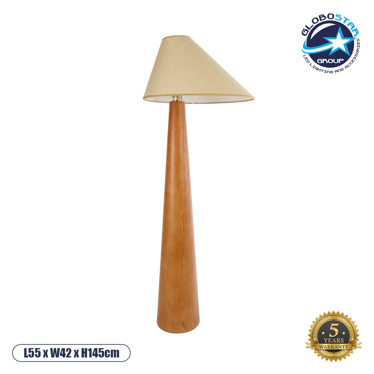 02230_1 GLOBOSTAR® KAUAI 02230 Boho Επιδαπέδιο Φωτιστικό με Ντουί 1 x E27 AC 220-240V IP20 - Καφέ & Μπεζ - Μ55 x Π42 x Υ145cm - Image 1