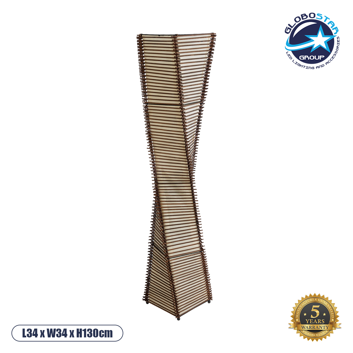 02273_1 GLOBOSTAR® PALMA 02273 Boho Επιδαπέδιο Φωτιστικό με Ντουί 2 x E27 AC 220-240V IP20 - Καφέ & Μπεζ - Μ34 x Π34 x Υ130cm - Image 1
