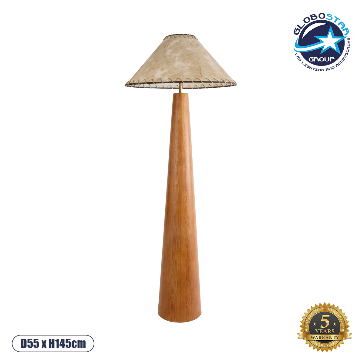 02292_1 GLOBOSTAR® MASPALOMAS 02292 Boho Επιδαπέδιο Φωτιστικό με Ντουί 1 x E27 AC 220-240V IP20 - Καφέ & Μπεζ - Μ55 x Π55 x Υ145cm - Image 1
