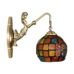 GLOBOSTAR® MERMAID 02389 Vintage Φωτιστικό Τοίχου - Απλίκα με Ντουί 1 x E27 AC 220-240V IP20 - Μπρούτζινο & Πολύχρωμο - Μ17 x Π30 x Υ27cm - Image 4
