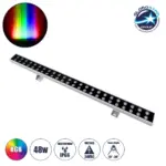 GLOBOSTAR® WASHERMOZA 90163 Μπάρα Φωτισμού Wall Washer LED 48W 4080lm 10-30° DC 24V Αδιάβροχο IP66 Πολύχρωμο RGB Dimmable - Bridgelux SMD Chip - Γκρι Ανθρακί - Μ100 x Π8.5 x Υ4cm - 3 Χρόνια Εγγύηση