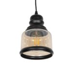 GLOBOSTAR® OLIVER 999-0187 Vintage Κρεμαστό Φωτιστικό Οροφής με Ντουί 1 x E27 AC 220-240V IP20 - Μελί & Μαύρο - Μ15 x Π15 x Υ21.5cm