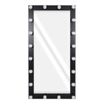 GloboStar® MAKEUP MIRROR-160x80-5 Μοντέρνος Καθρέπτης Μακιγιάζ με Πλαίσιο Φυσικού Ξύλου με Διακόπτη On/Off 20 x E27 AC220-240V - Μ80 x Π7 x Υ160cm - Μαύρος Έβενος - Image 3