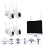 GloboStar® 86041 Ασύρματο Καταγραφικό με Οθόνη - 4 x Camera 2MP 1080P WiFi  360° Μοιρών - Αδιάβροχο IP66 - Νυχτερινή Όραση με LED IR - Διπλή Κατέυθυνση Ομιλίας - Ανιχνευτή Κίνησης - Νυχτερινή Λήψη - Λευκό - Image 2