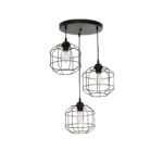GLOBOSTAR® RAYNO 201-0108 Vintage Κρεμαστό Φωτιστικό Οροφής με Ντουί 3 x E27 AC 220-240V IP20 - Μαύρο - Μ42 x Π42 x Υ60cm - Image 2