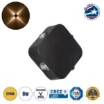 GLOBOSTAR® LUZ 60688 Μοντέρνο Φωτιστικό Τοίχου - Απλίκα LED 8W 1000lm 10° AC 220-240V Αδιάβροχο IP65 Θερμό Λευκό 2700K - CREE XPE Chip & TÜV SÜD Driver - Μαύρο Ματ - Μ13.5 x Π4.5 x Υ13.5cm - 5 Χρόνια Εγγύηση
