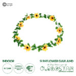 GloboStar® 09029 Τεχνητό Κρεμαστό Φυτό Διακοσμητική Γιρλάντα Μήκους 2.2 μέτρων με 10 X Μεγάλα Ηλιοτρόπια Κίτρινα