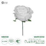 GloboStar® 09077 Τεχνητό Φυτό Διακοσμητικό Τριαντάφυλλο Λευκό M8cm x Υ20cm Π8cm