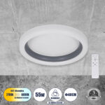 GLOBOSTAR® ARIANA 61036 Μοντέρνο Φωτιστικό Οροφής LED 55W 6376lm 120° AC 220-240V IP20 Ρυθμιζόμενο Λευκό CCT με Χειριστήριο από 2700K έως 6000K Dimmable - Lumileds SMD Chip - Γκρι - Μ48 x Π48 x Υ9cm - 3 Χρόνια Εγγύηση - Image 2