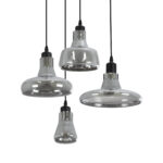 GLOBOSTAR® FEMINE 01011 Μοντέρνο Κρεμαστό Φωτιστικό Οροφής με Ντουί 4 x E27 AC 220-240V IP20 - Γκρι & Μαύρο - Μ70 x Π70 x Y24.5cm - Σετ 4 Τεμαχίων - Image 2