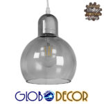 GLOBOSTAR® BOSSANOVA 01313 Μοντέρνο Κρεμαστό Φωτιστικό Οροφής με Ντουί 1 x E27 AC 220-240V IP20 - Γκρι - Μ18 x Π18 x Υ23cm
