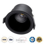 GLOBOSTAR® PLUTO-M 60256 Χωνευτό Downlight Σποτ με Honeycomb Anti Glare Reflector LED 10W 1300lm 38° AC 220-240V IP20 Φυσικό Λευκό 4500K - Bridgelux COB Chip & TÜV SÜD Driver - Μαύρο Ματ - Μ8.4 x Π8.4 x Υ5.9cm / Q7.5cm - 5 Χρόνια Εγγύηση - Image 2