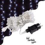 85828 Διακοσμητική Κουρτίνα 3 x 3 Μέτρα με Controller 8 Προγραμμάτων Εναλλαγών Φωτισμού - Επεκτεινόμενη 300 LED 3.6W AC 230V με Διάφανο Καλώδιο & Πρίζα Schuko Αδιάβροχη IP44 Ψυχρό Λευκό 6000K Μ3 x Υ3m - Image 2