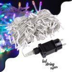 85838 Διακοσμητική Γιρλάντα 23 Μέτρα με Controller 8 Προγραμμάτων Εναλλαγών Φωτισμού - Επεκτεινόμενη 200 LED 3.6W AC 230V με Διάφανο Καλώδιο & Πρίζα Schuko Αδιάβροχη IP44 RGB Μ23m - Image 2