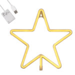 GloboStar® 78585 Φωτιστικό Ταμπέλα Φωτεινή Επιγραφή NEON LED Σήμανσης STAR 5W με Καλώδιο Τροφοδοσίας USB - Μπαταρίας 3xAAA (Δεν Περιλαμβάνονται) - Θερμό Λευκό 2700K - Image 2