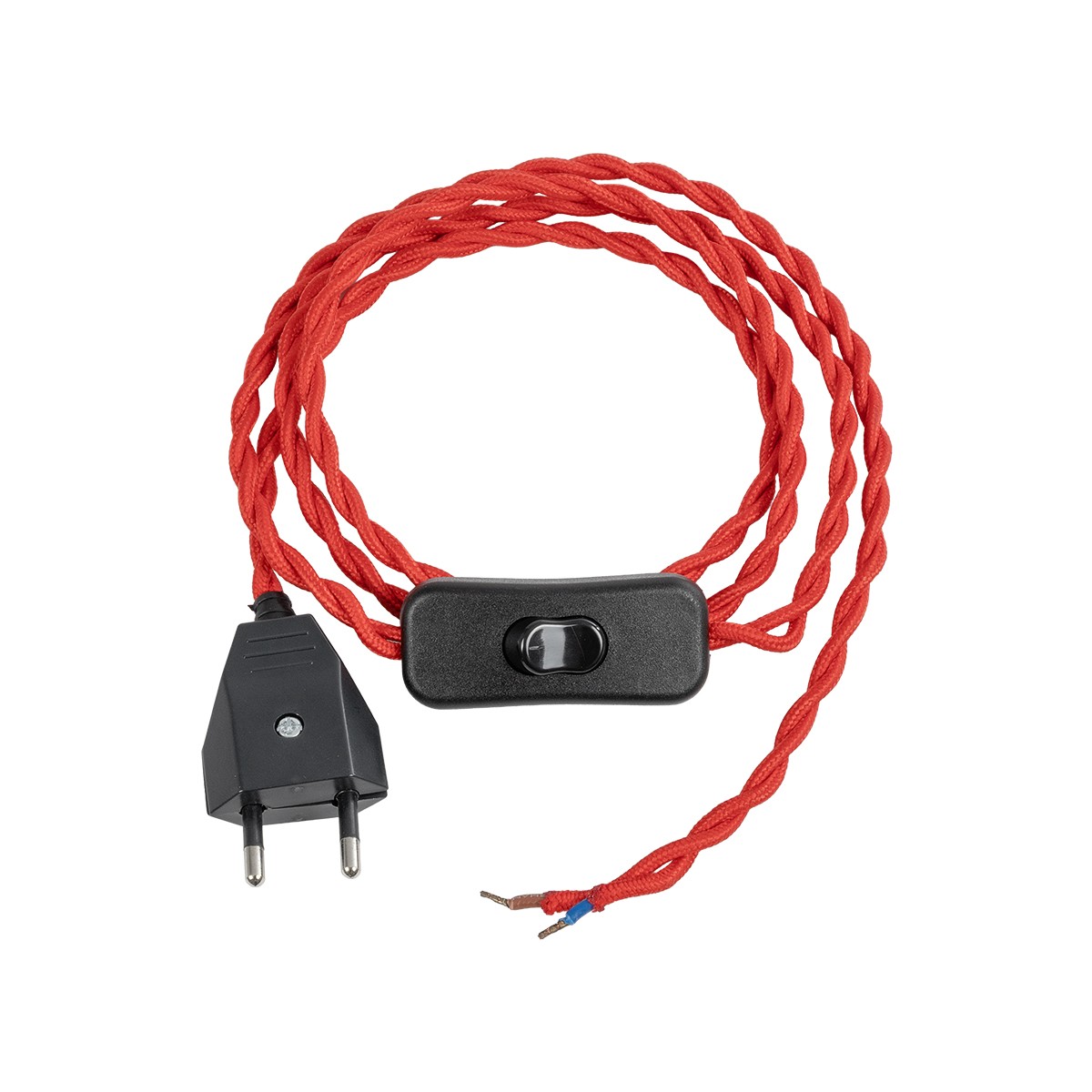 0e55b4_77675_1 GLOBOSTAR® WHIP 77675 Μοντέρνο DIY Πλεκτό Καλώδιο με Διακόπτη On/Off AC 220-240V IP20 - Κόκκινο & Μαύρο - Μ140 x Π2.7 x Υ1.9cm - Image 1