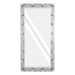 GloboStar® MAKEUP MIRROR-160x80-3 Μοντέρνος Καθρέπτης Μακιγιάζ με Πλαίσιο Φυσικού Ξύλου με Διακόπτη On/Off 20 x E27 AC220-240V - Μ80 x Π7 x Υ160cm - Γκρι Τσιμέντου - Image 3
