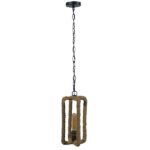 GLOBOSTAR® ELDORA 10001014 Vintage Κρεμαστό Φωτιστικό Οροφής με Ντουί 1 x E27 AC 220-240V IP20 - Μπεζ & Μπρούτζινο - Μ13 x Π13 x Υ30cm - Image 4
