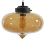 GLOBOSTAR® QUINN 01029 Vintage Κρεμαστό Φωτιστικό Οροφής με Ντουί 1 x E27 AC 220-240V IP20 - Μελί & Μαύρο - Μ26 x Π26 x Υ20cm - Image 5