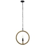 GLOBOSTAR® LINDELL 10001111 Vintage Κρεμαστό Φωτιστικό Οροφής με Ντουί 1 x E14 AC 220-240V IP20 - Μπεζ & Μαύρο - Μ37 x Π2.5 x Υ37cm - Image 4
