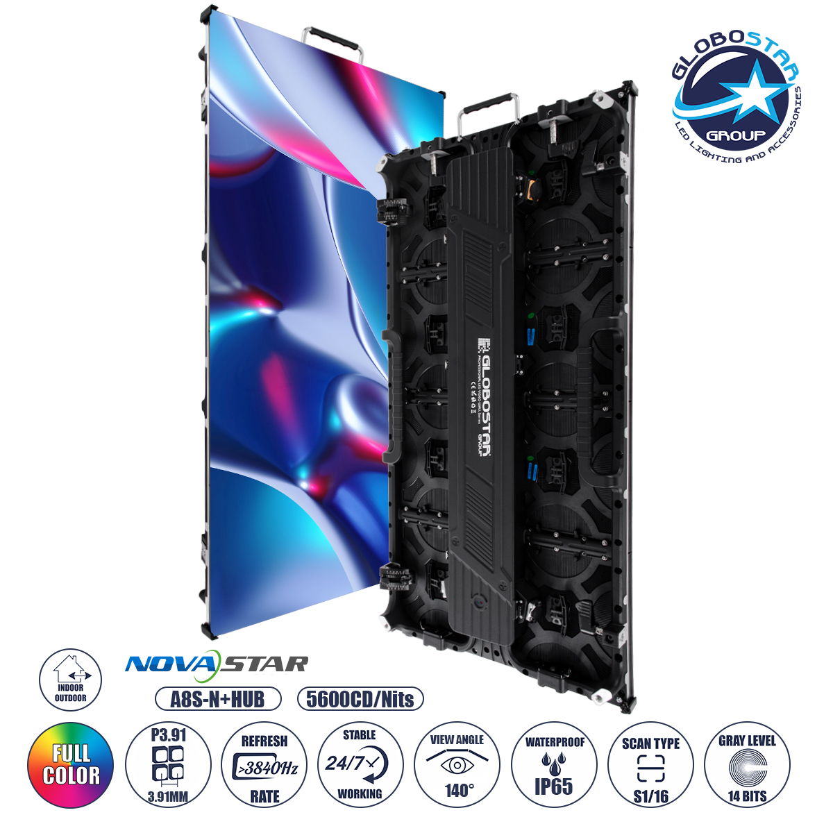 1000c3_1 GLOBOSTAR® LUMOWALL 41003 Κυρτή Οθόνη Video Wall P3.91 Καμπίνα 50x100cm LED 360W 3840Hz 32768 Dots ≥5600cd/㎡ Nits AC 220-240V Εξωτερικού Χώρου IP65 Full Color S1/16 14Bits - Κάρτα NovaStar A8S-N+HUB - Curved -10/+15 Angle - Προστατευτικά Γωνιών - Nationstar SMD1921 & CZCL Driver - Μ50 x Π8.5 x Υ100cm - 2 Χρόνια Εγγύηση - Image 1