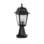 GloboStar® SOLME 203-0210 Vintage Επιδαπέδιο Φωτιστικό Φαναράκι Μονόφωτο 1 x E27 IP44 Μαύρο & Διάφανο Πλαστικό - Μ22 x Π22 x Υ40cm - Image 2