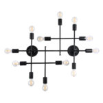 GLOBOSTAR® PIPING 00667 Vintage Φωτιστικό Τοίχου - Απλίκα με Ντουί 12 x E27 AC 220-240V IP20 - Μαύρο - Μ78.5 x Π9.5 x Υ64cm - Image 2