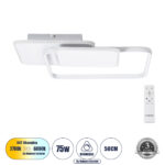 GLOBOSTAR® SQUARO 61232 Μοντέρνο Φωτιστικό Οροφής LED 75W 8400lm 360° AC 220-240V IP20 Ρυθμιζόμενο Λευκό CCT με Χειριστήριο από 2700K έως 6000K Dimmable - Lumileds SMD Chip - Λευκό Ματ - Μ48.5 x Π51 x Υ9cm - 3 Χρόνια Εγγύηση - Image 2