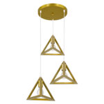 GLOBOSTAR® TRIANGLE 00620 Μοντέρνο Κρεμαστό Φωτιστικό Οροφής με Ντουί 3 x E27 AC 220-240V IP20 - Χρυσό - Μ49 x Π49 x Y130cm - Image 2